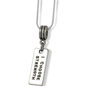 I Choose Strength Charm Snake Chain Necklace